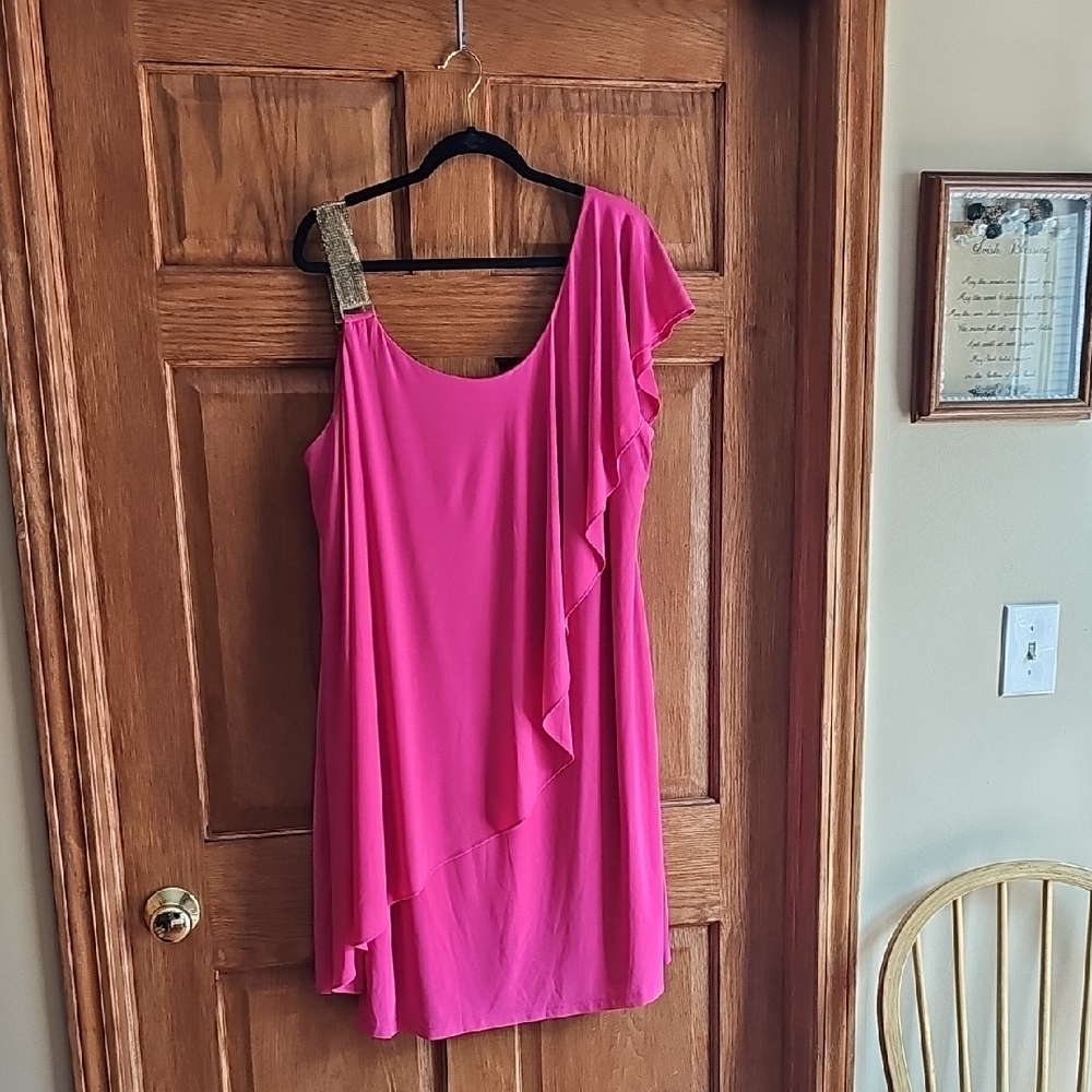 Dressbarn Pink One Shoulder Sundress
